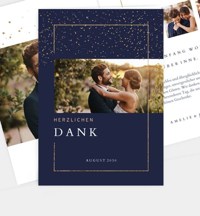 Dankeskarte Hochzeit Pieces of Gold