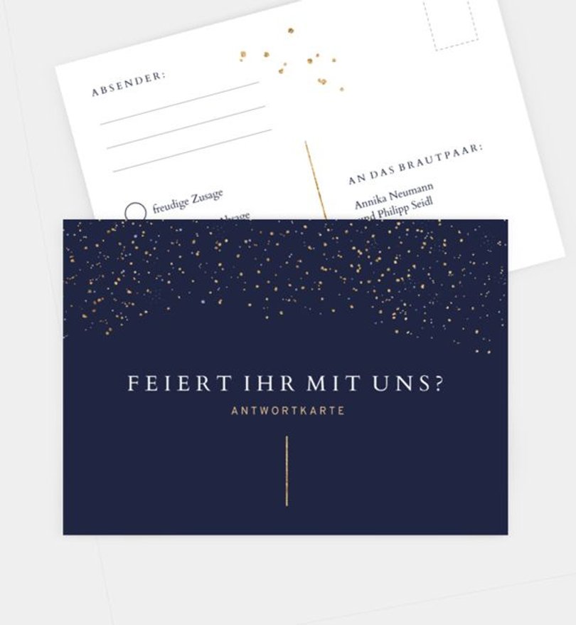 Antwortkarte Hochzeit Pieces of Gold