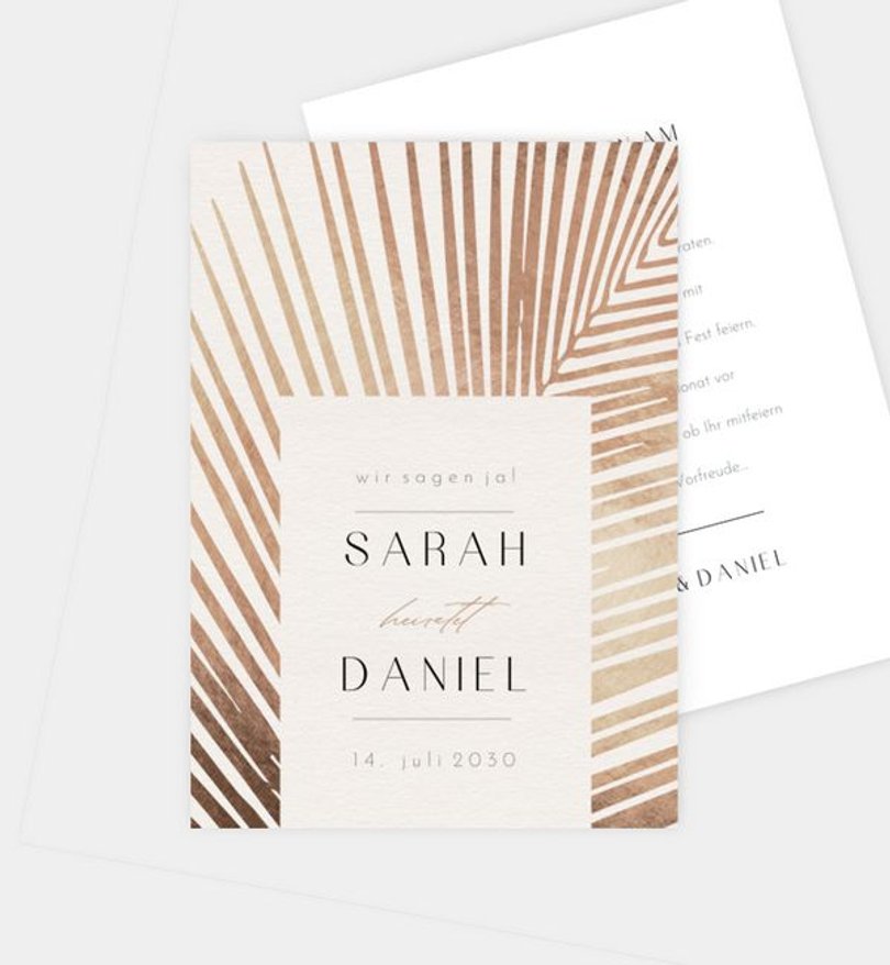 Einladungskarte Hochzeit Golden Palms