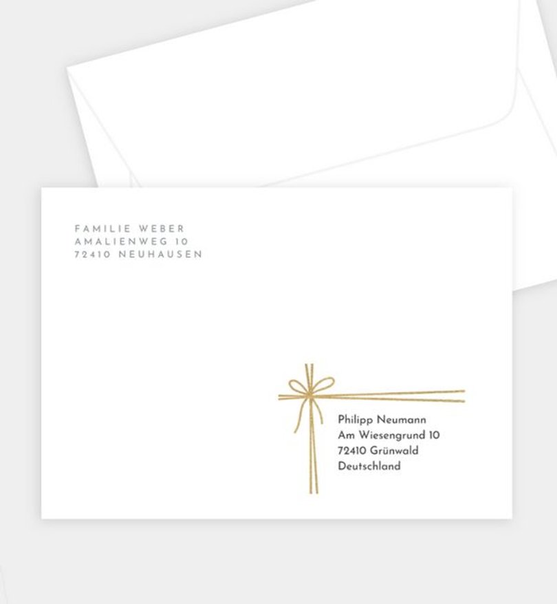 Briefumschlag Weihnachten Goldene Schleife