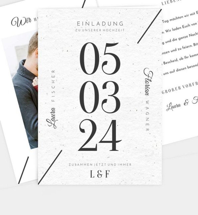 Einladungskarte Hochzeit Modern Typo