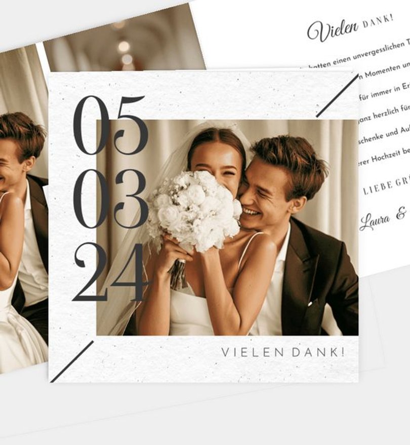 Dankeskarte Hochzeit Modern Typo