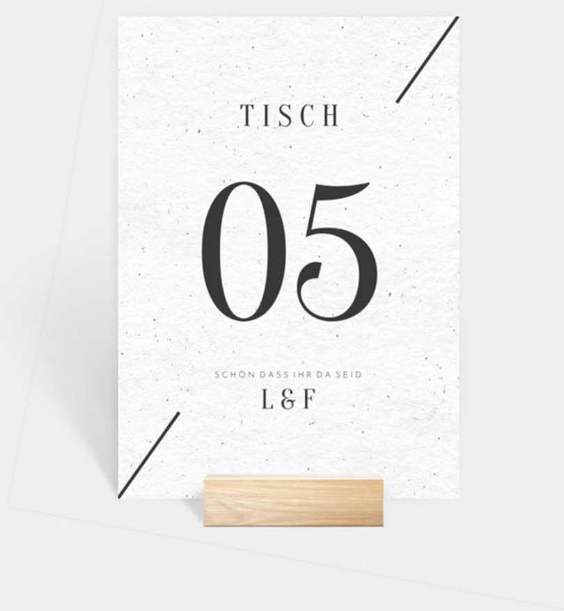 Tischnummer Hochzeit Modern Typo