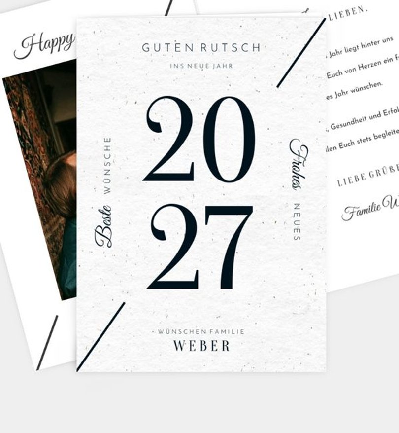 Neujahrskarte Weihnachten Modern Typo · Crafty