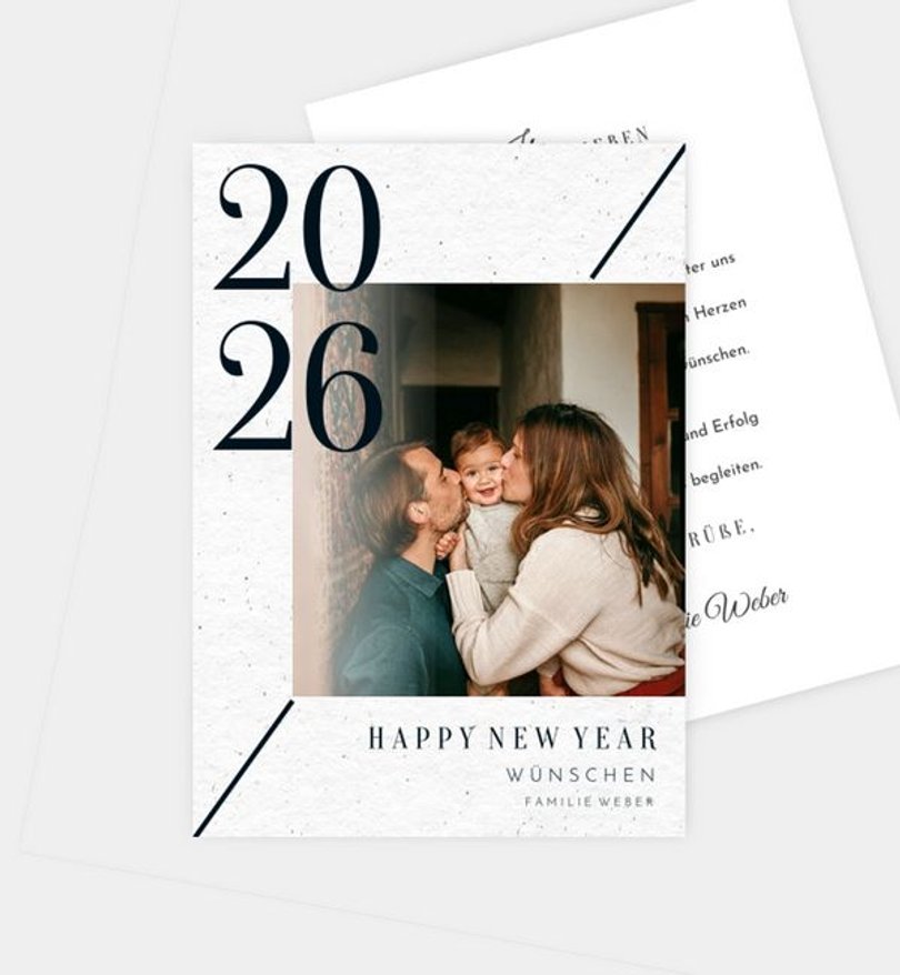Neujahrskarte Weihnachten Modern Typo · Crafty