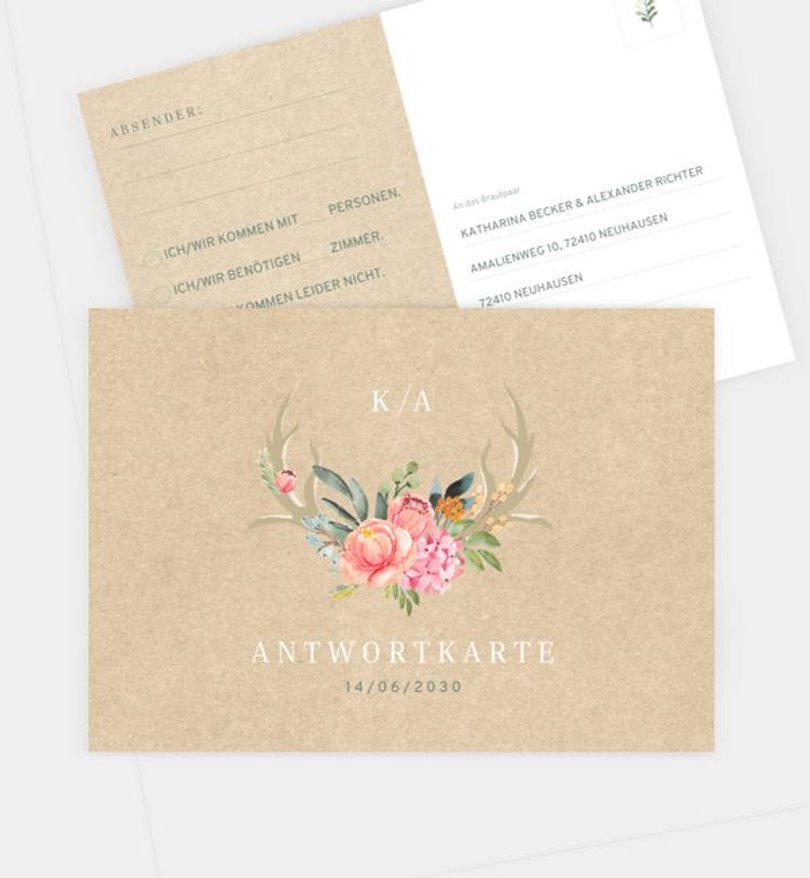 Antwortkarte Hochzeit Oh Deer