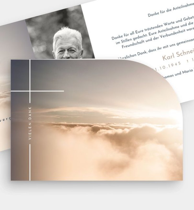 Dankeskarte Trauer Sanfter Ausblick · Waldnebel