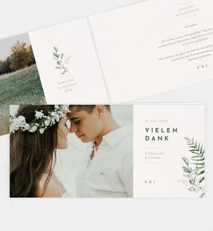 Dankeskarte Hochzeit Farn