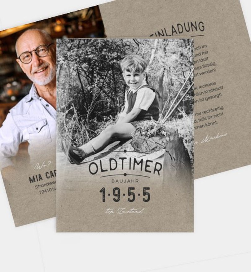 Einladungskarte Geburtstag Nostalgie · Crafty
