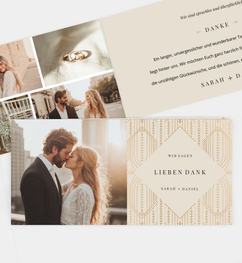 Dankeskarte Hochzeit Art Deco