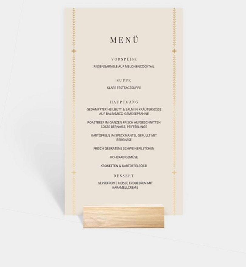 Menükarte Hochzeit Art Deco