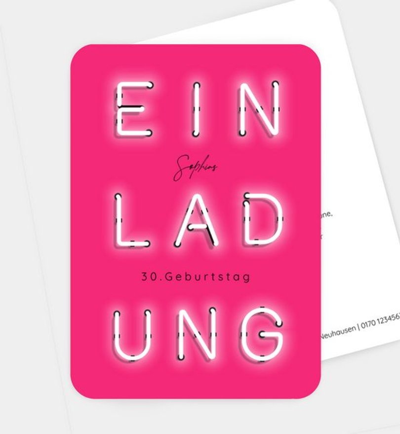 Einladungskarte Geburtstag Neon