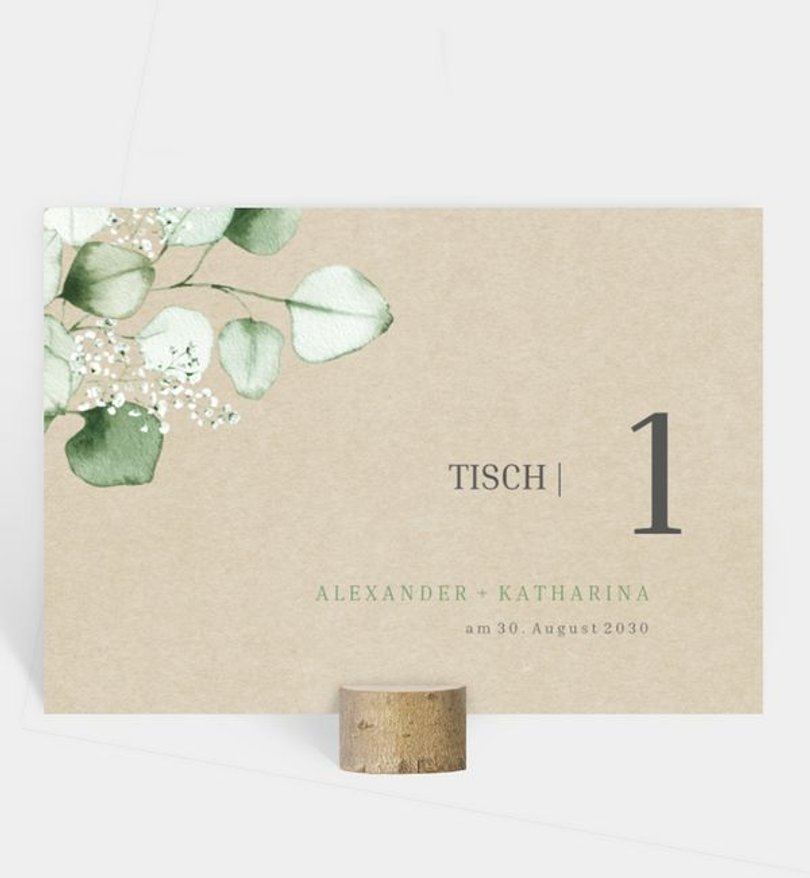Tischnummer Hochzeit Sweet Eucalyptus