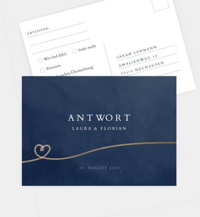 Antwortkarte Hochzeit Hohe See