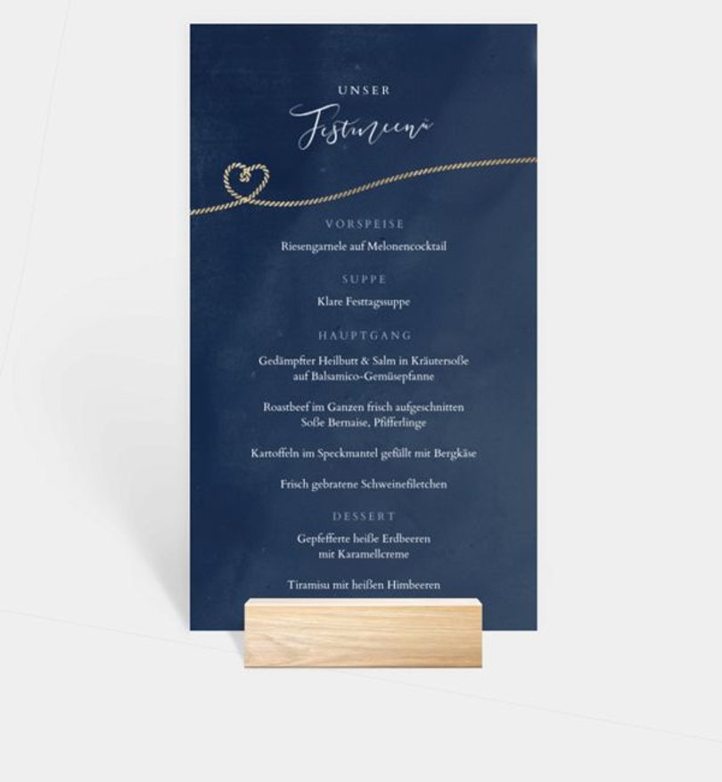 Menükarte Hochzeit Hohe See