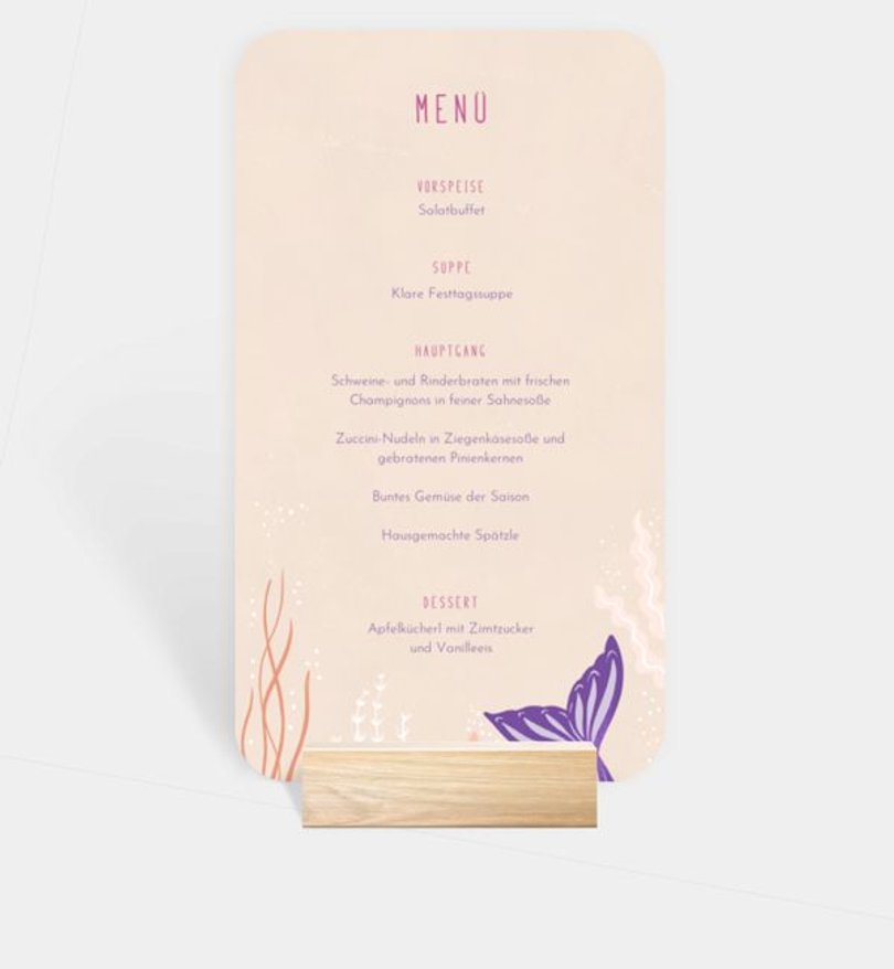 Menükarte Kindergeburtstag Unter Wasser