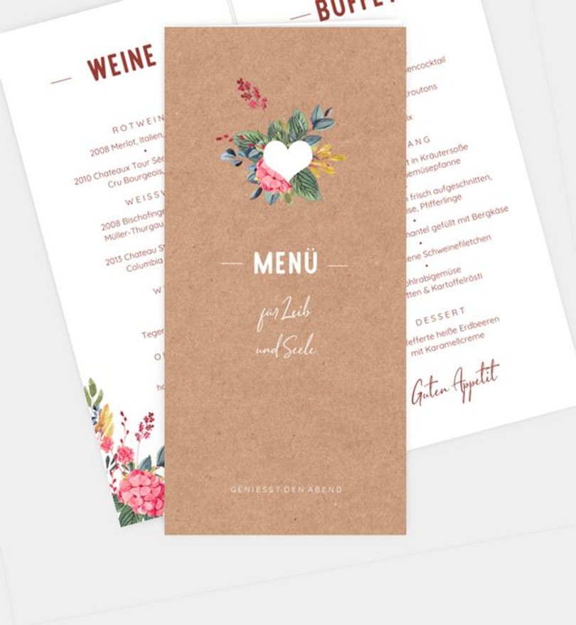 Menükarte Hochzeit Vivid Florals