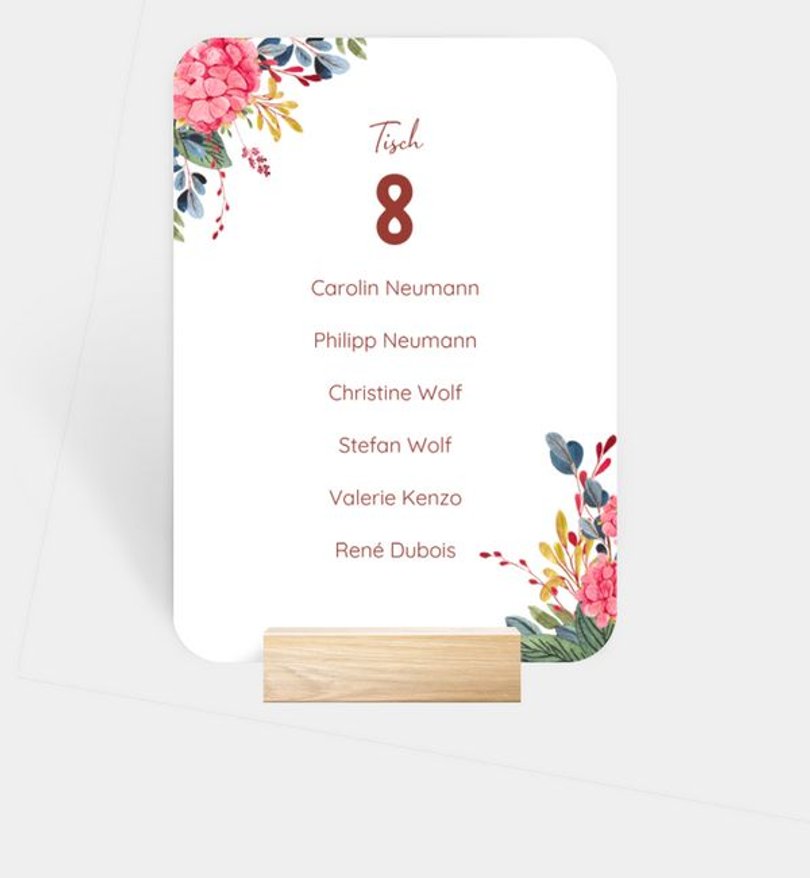 Gruppentischkarte Hochzeit Vivid Florals