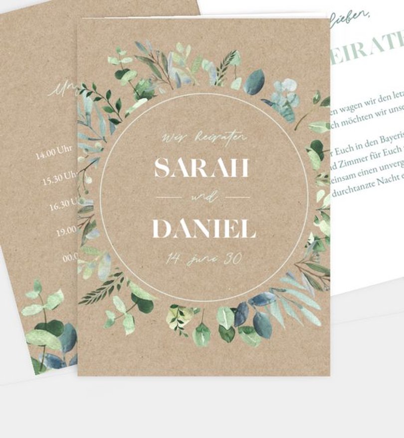 Einladungskarte Hochzeit Minty Flower