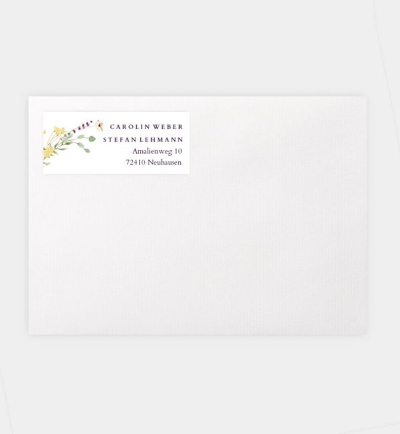 Absenderaufkleber Hochzeit Blütengarten