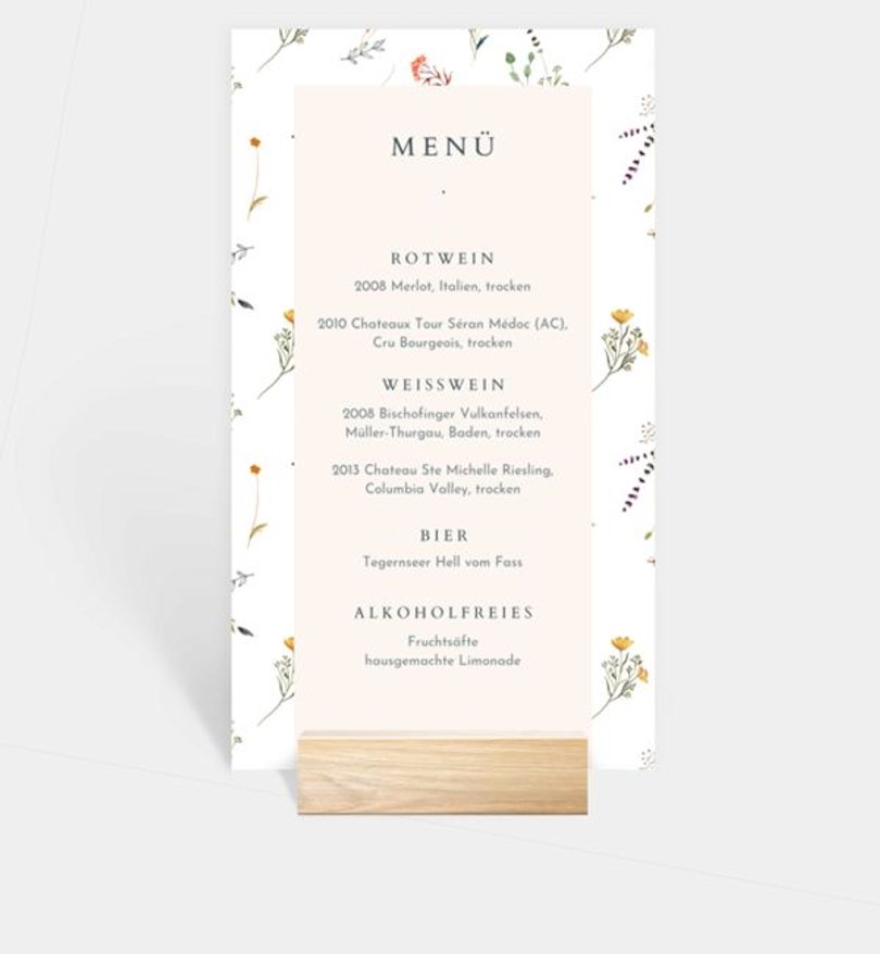 Menükarte Hochzeit Allover floral print