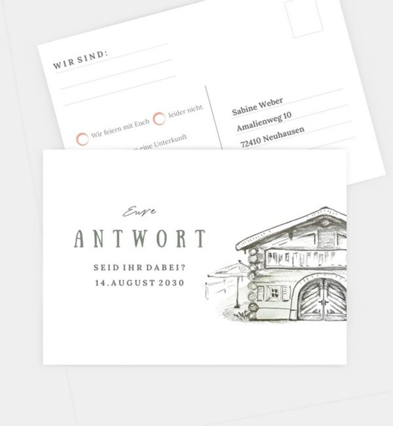 Antwortkarte Hochzeit Unser Hüttenfest