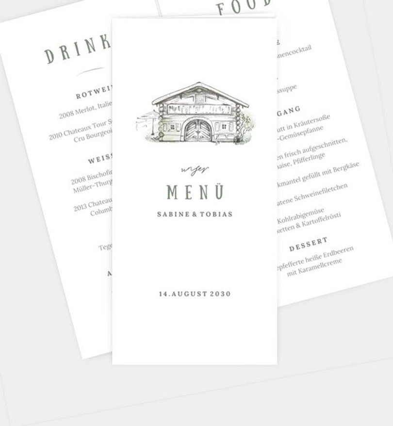 Menükarte Hochzeit Unser Hüttenfest