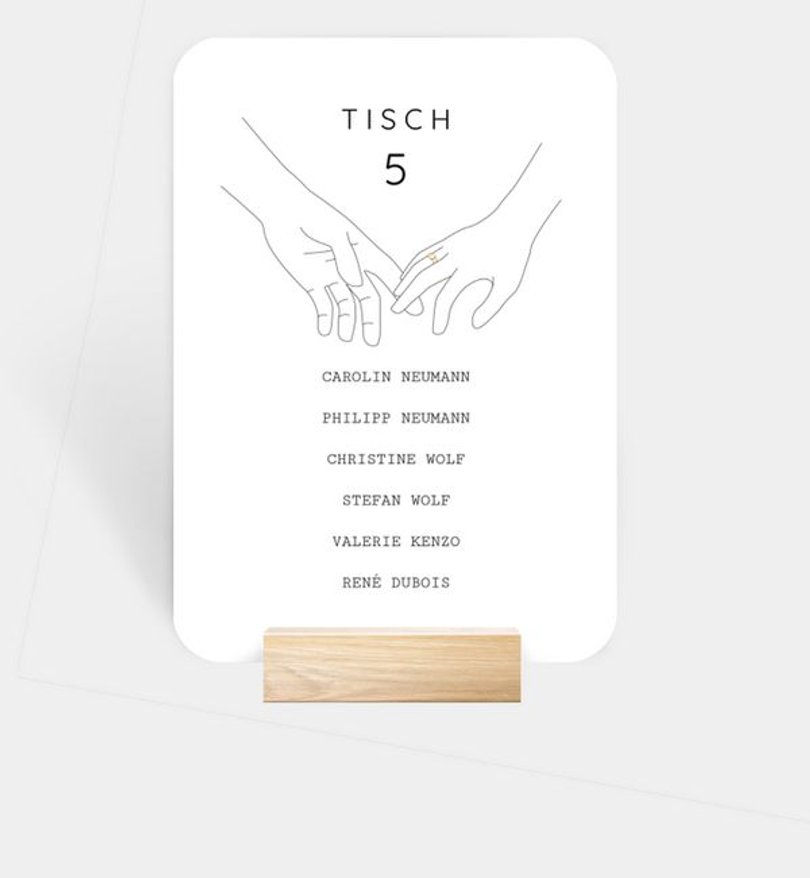 Gruppentischkarte Hochzeit Loving Hands