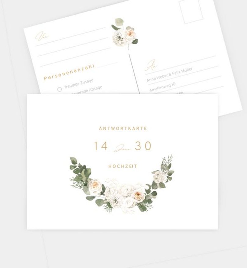 Antwortkarte Hochzeit Opulent Green