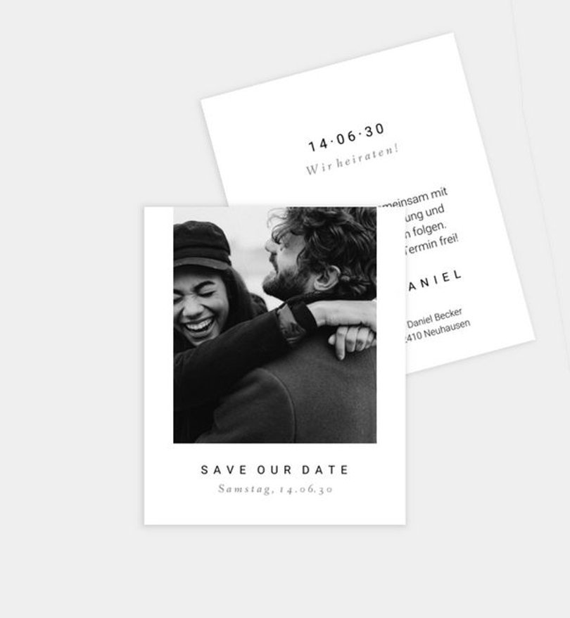 Save-The-Date Karte Hochzeit Seite an Seite
