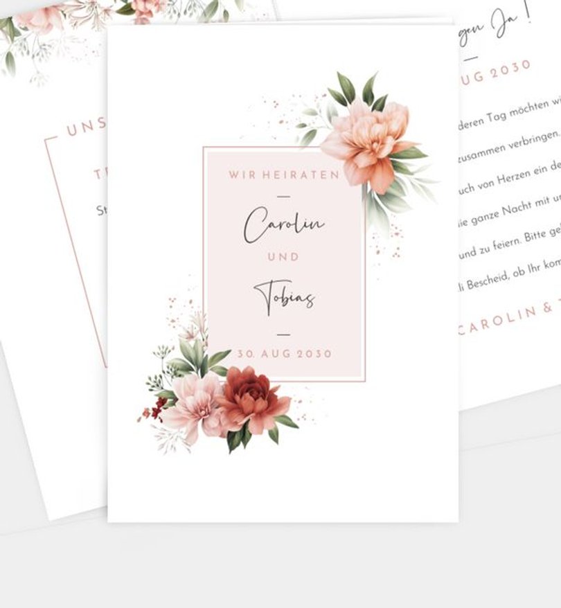 Einladungskarte Hochzeit Floral Bloom