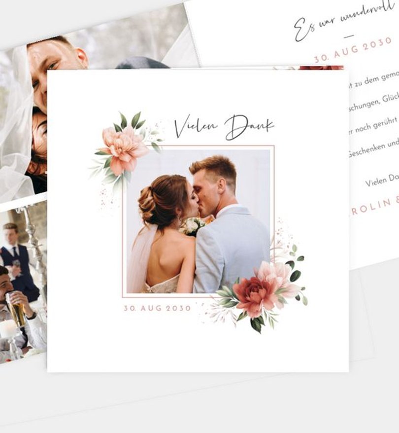 Dankeskarte Hochzeit Floral Bloom