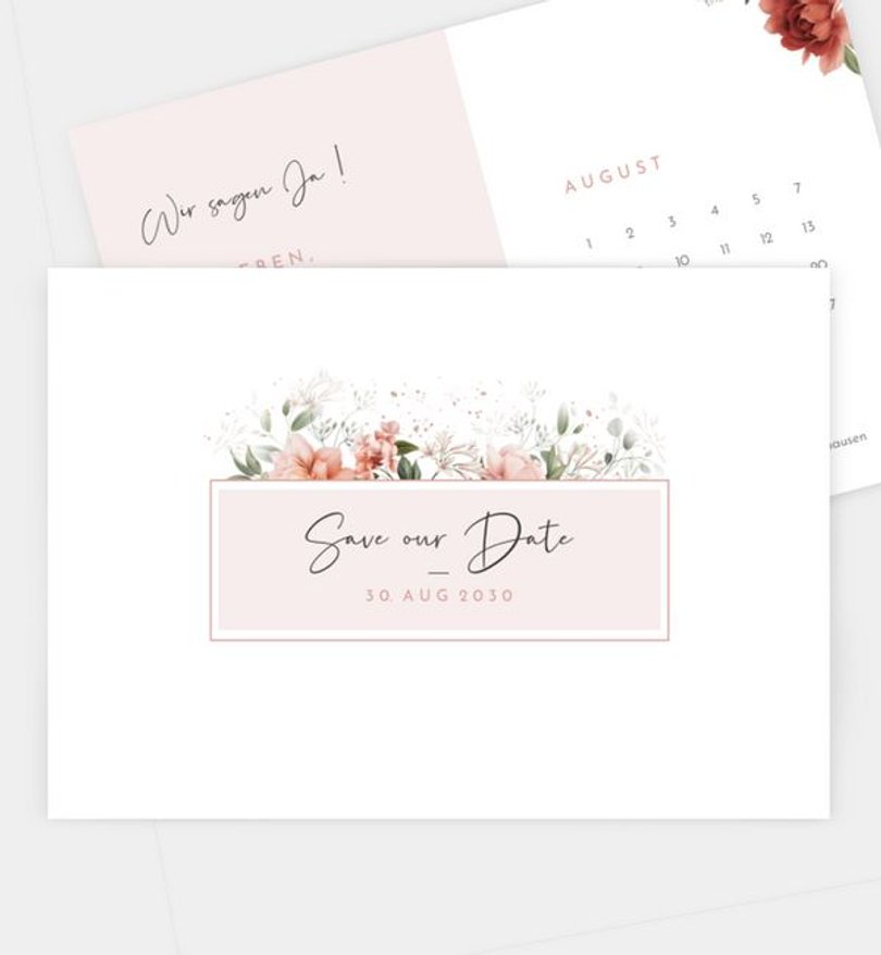 Save-The-Date Karte Hochzeit Floral Bloom