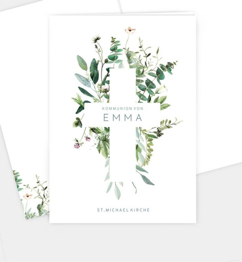 Kirchenheft Kommunion Green bouquet
