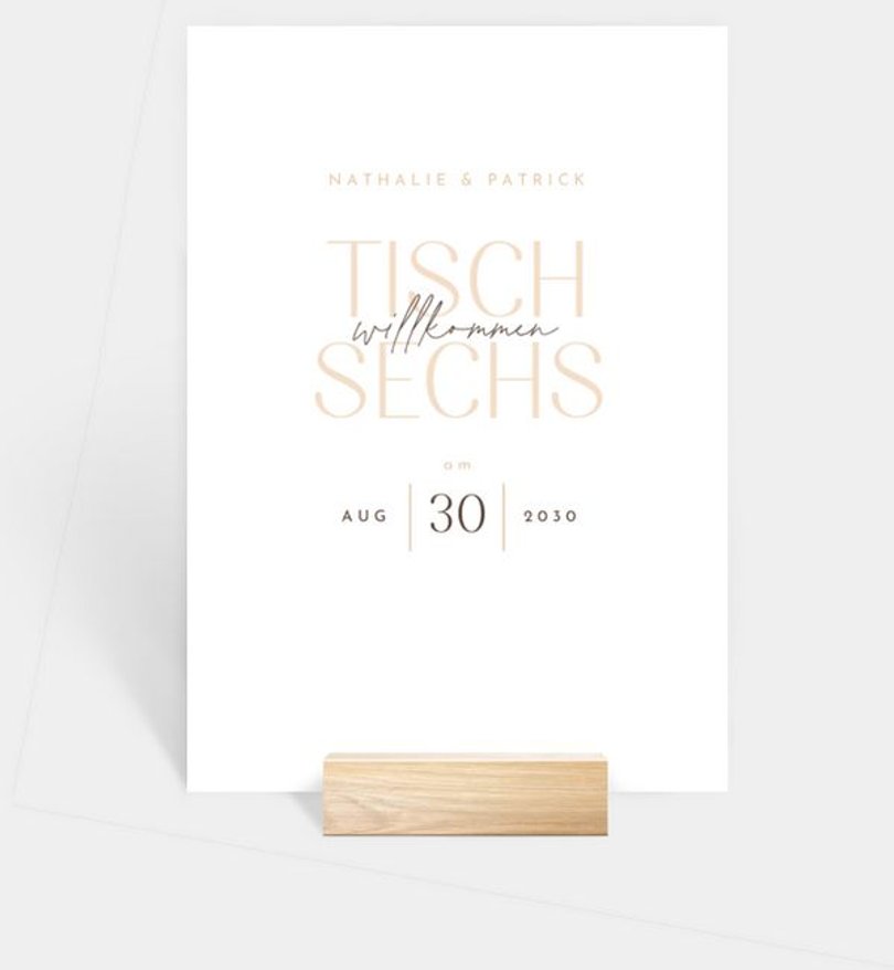 Tischnummer Hochzeit Signatur