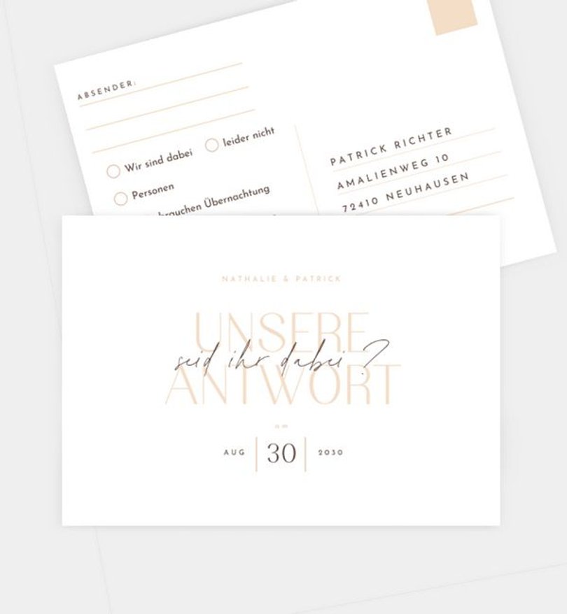 Antwortkarte Hochzeit Signatur
