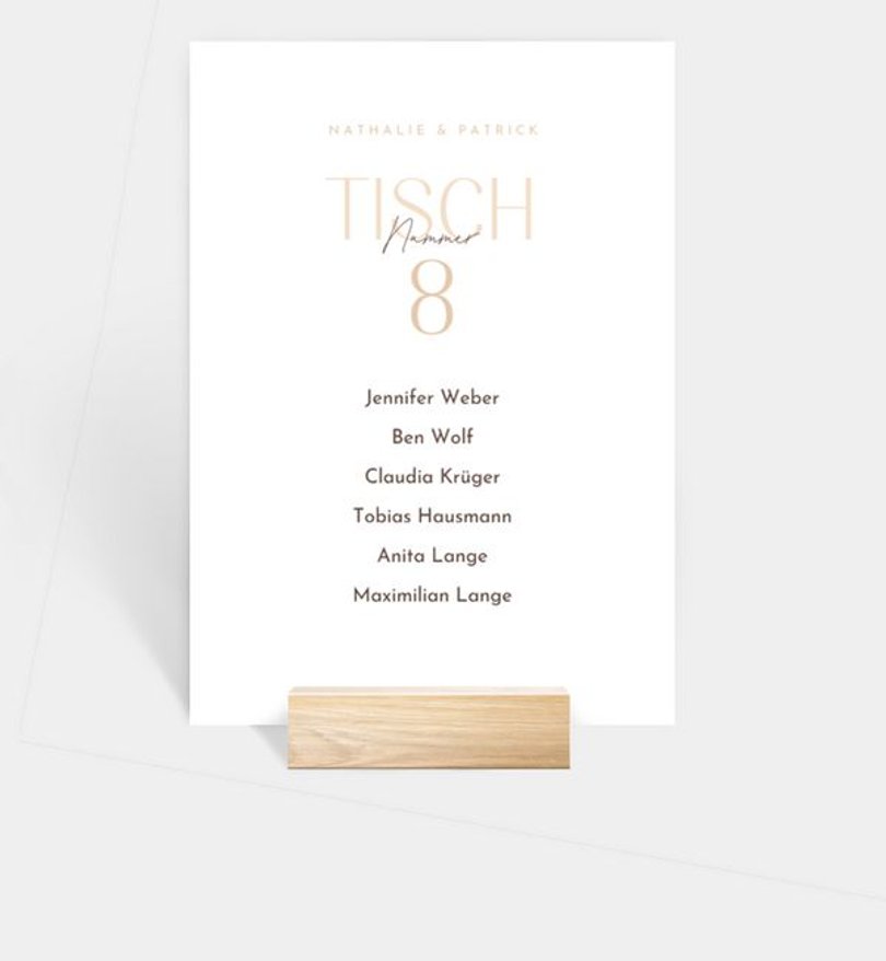 Gruppentischkarte Hochzeit Signatur