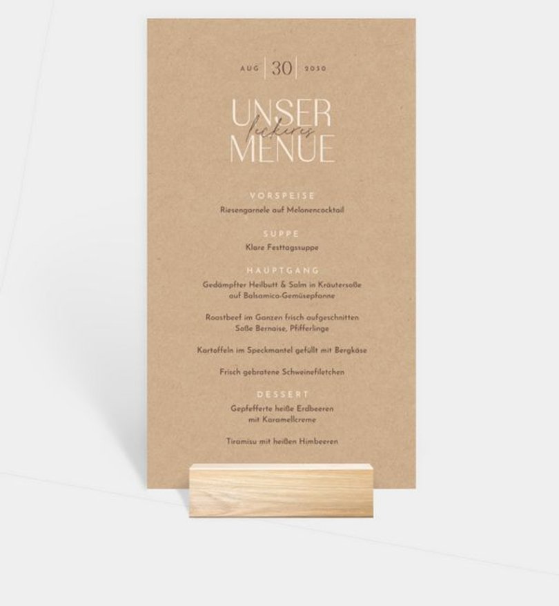 Menükarte Hochzeit Signatur