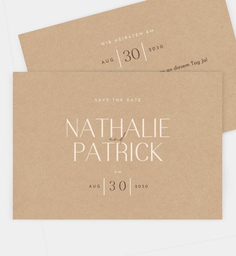 Save-The-Date Karte Hochzeit Signatur