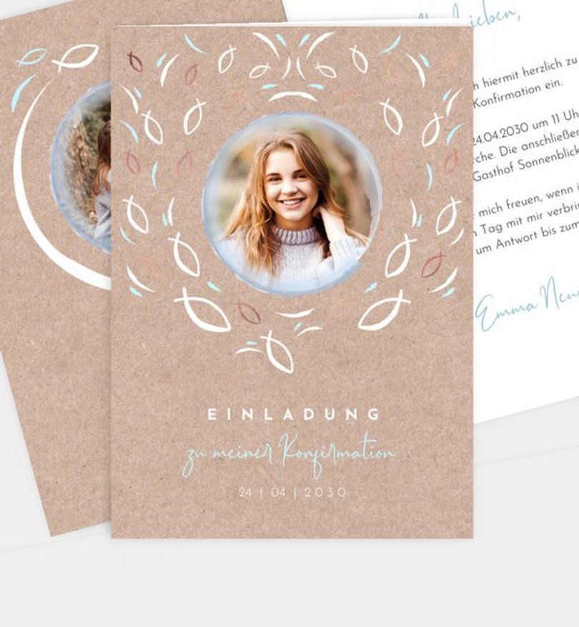 Einladungskarte Konfirmation Aquae - Crafty