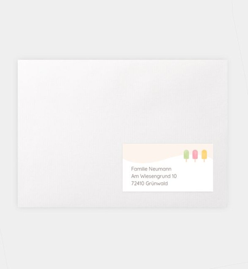 Empfängeraufkleber Kindergeburtstag Eis