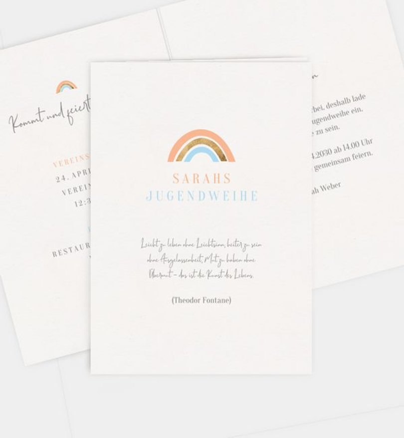 Einladungskarte Jugendweihe Regenbogen