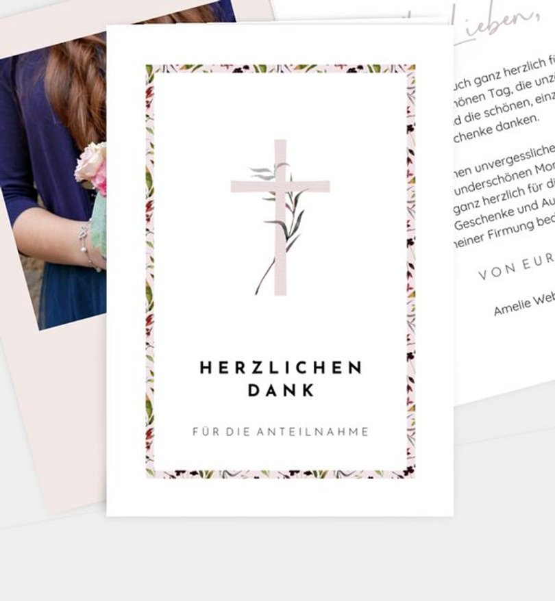Dankeskarte Firmung Fleurs