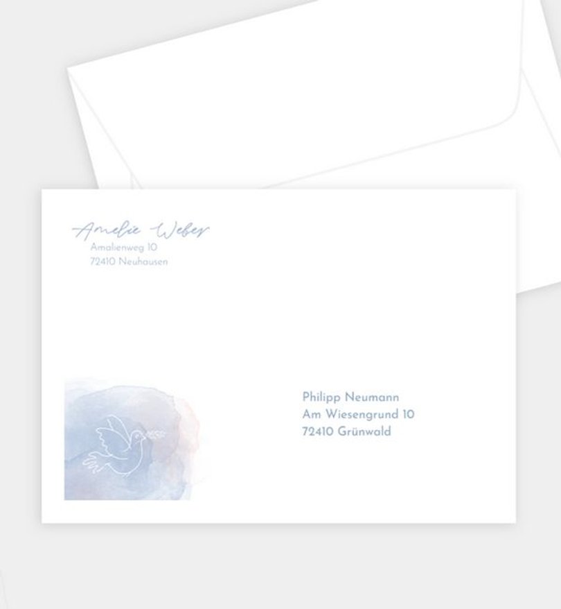 Briefumschlag Firmung Taubenaquarell