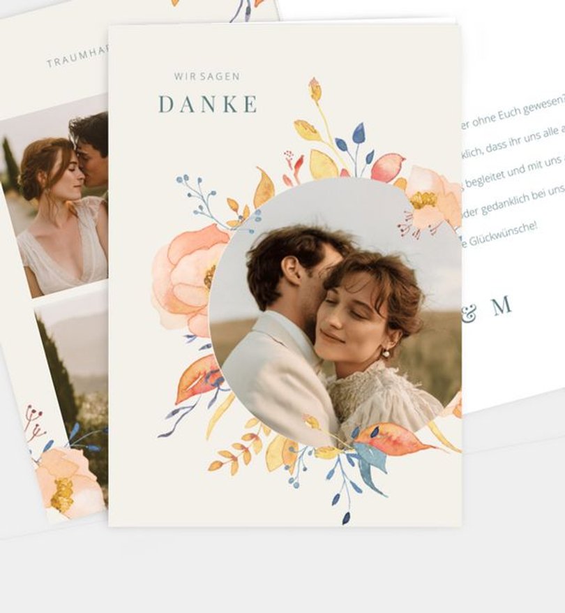 Dankeskarte Hochzeit Rough Aquarell