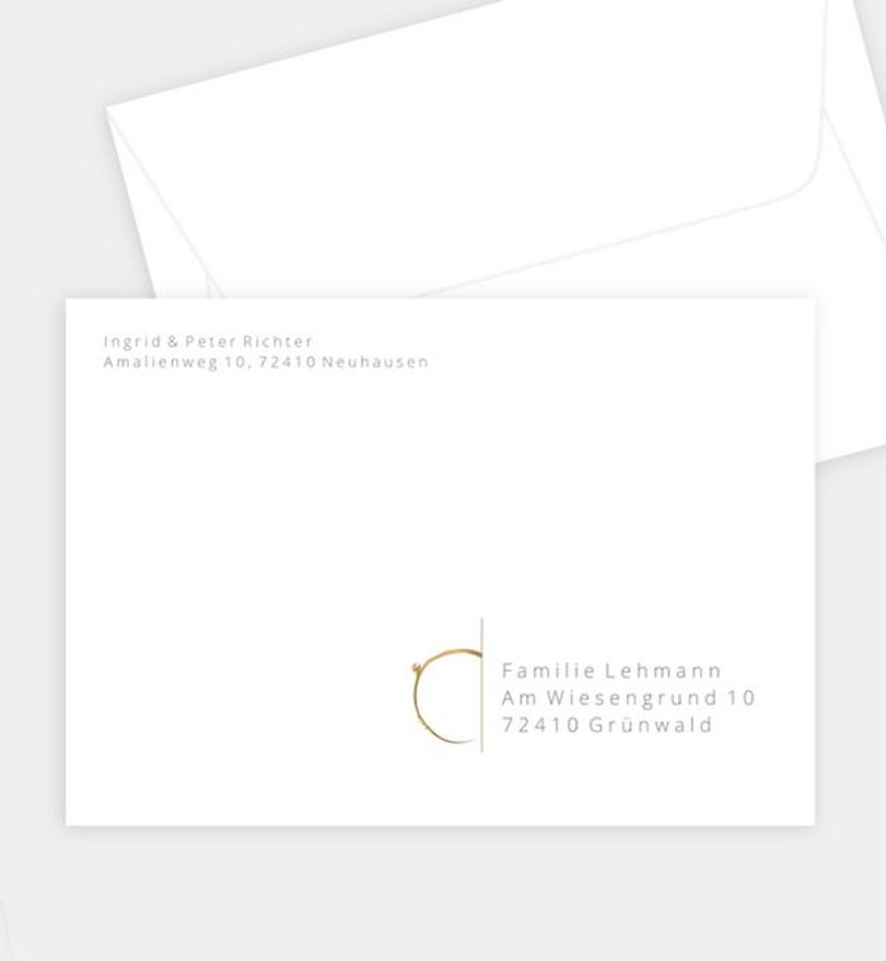 Briefumschlag Goldene-Hochzeit Ringe