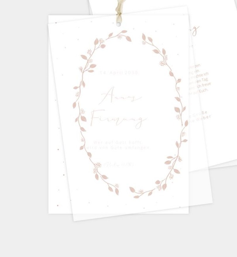 Einladungskarte Firmung Blätterkranz