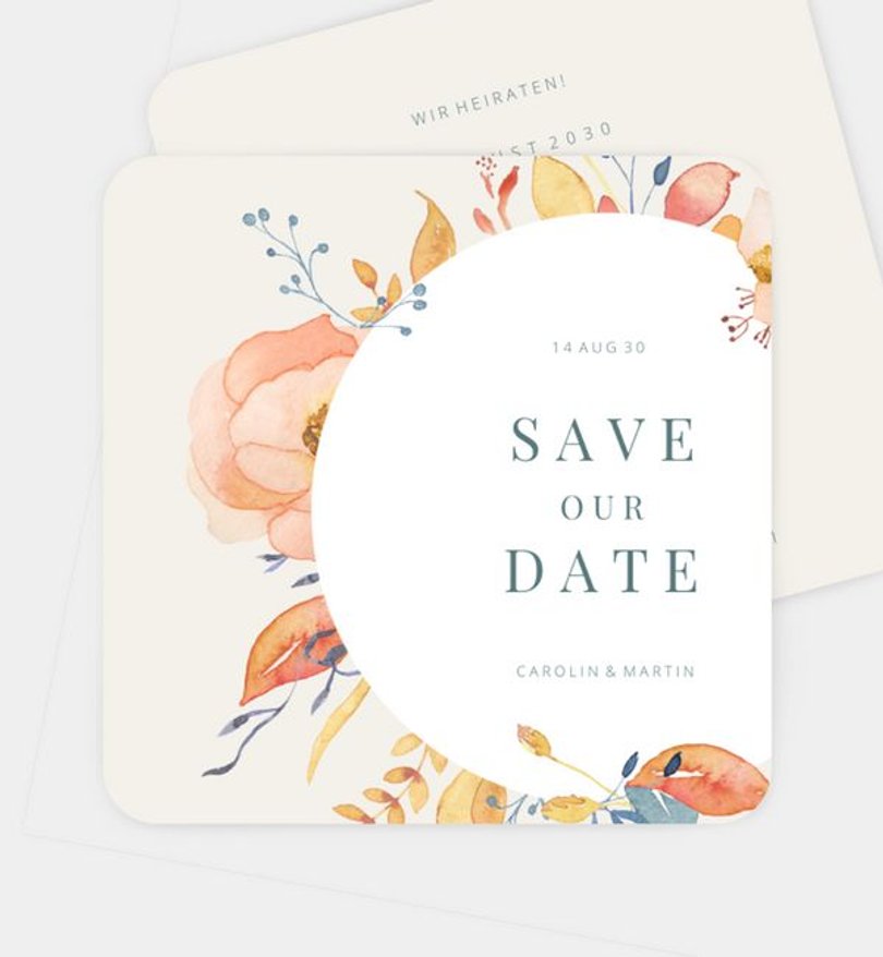 Save-The-Date Karte Hochzeit Rough Aquarell