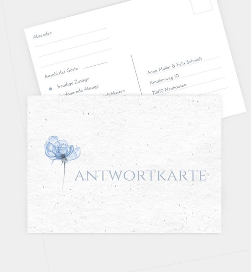 Antwortkarte Hochzeit Blue Harmony