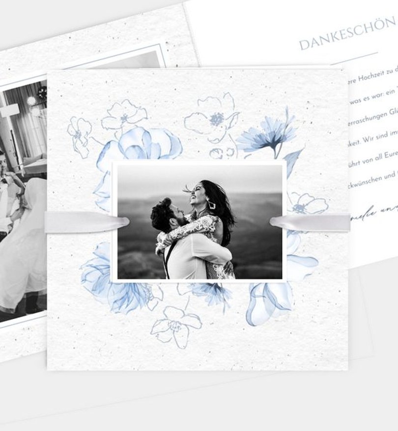 Dankeskarte Hochzeit Blue Harmony